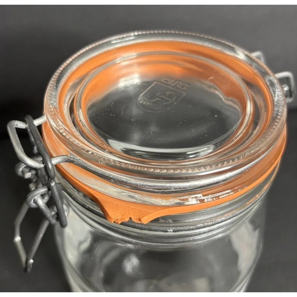 Pfaltzgraff Remembrance Glass Canister 1L Floral Arc Floral Hinged Lid *READ